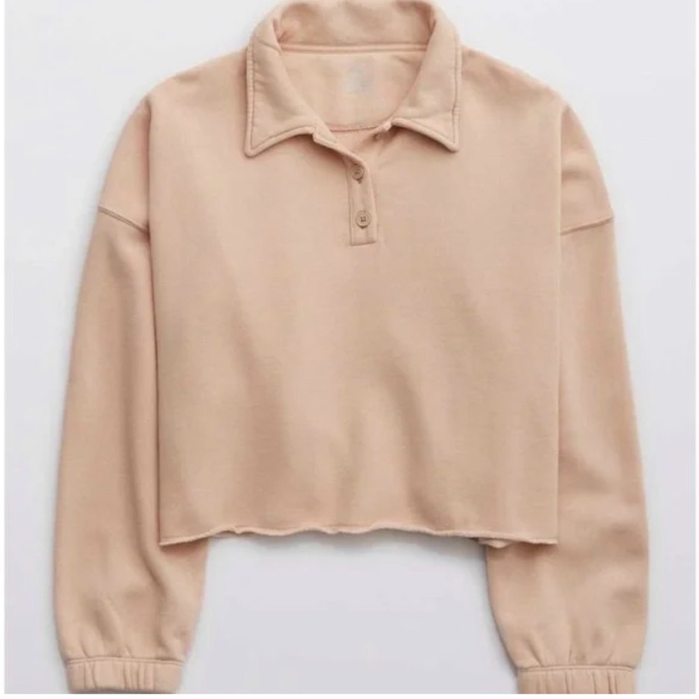 Aerie Cream Button-Up Sweater